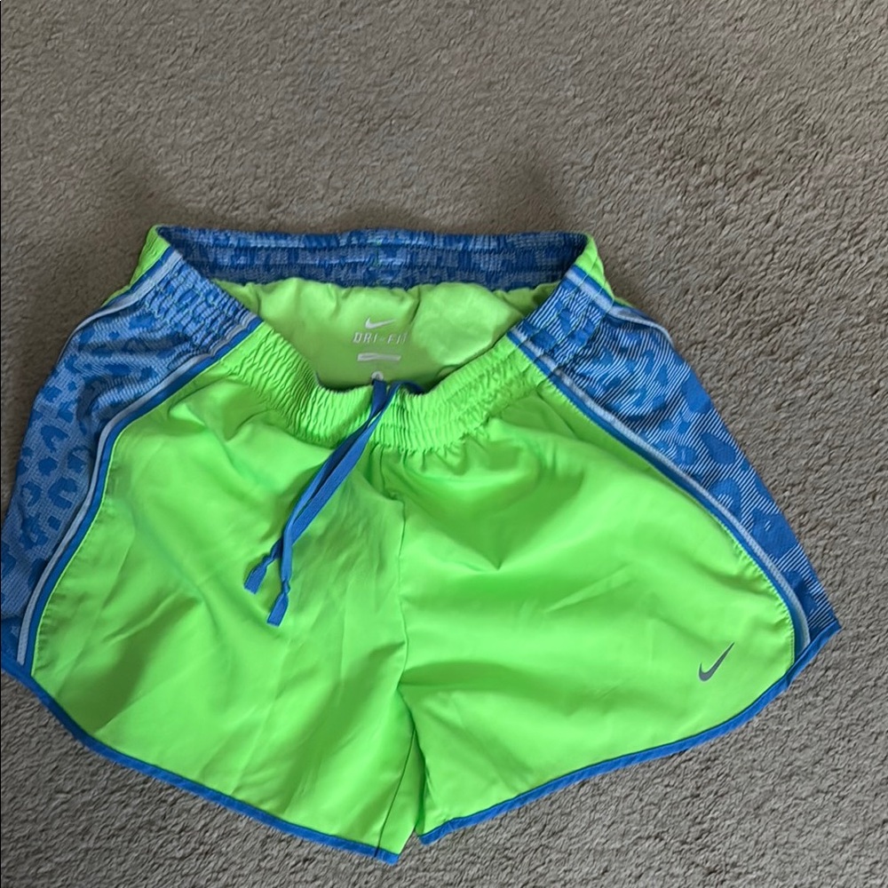 Nike Neon Green and Blue Athletic Shorts